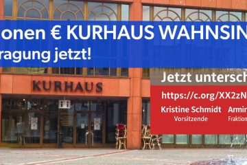 Banner Bürgerliste Bad Homburg startet Petition: „450 Millionen € Kurhaus-Wahnsinn stoppen – Bürgerbefragung jetzt!“