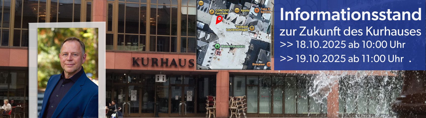 Banner zu Bürgerliste Bad Homburg und VOLT laden ein: Informationsstand zur Zukunft des Kurhauses