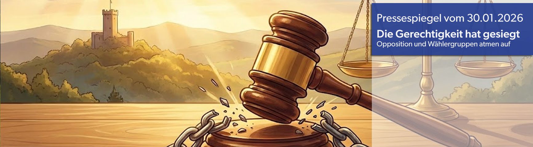 Banner Pressespiegel Die Gerechtigkeit hat gesiegt vom 30.01.2026