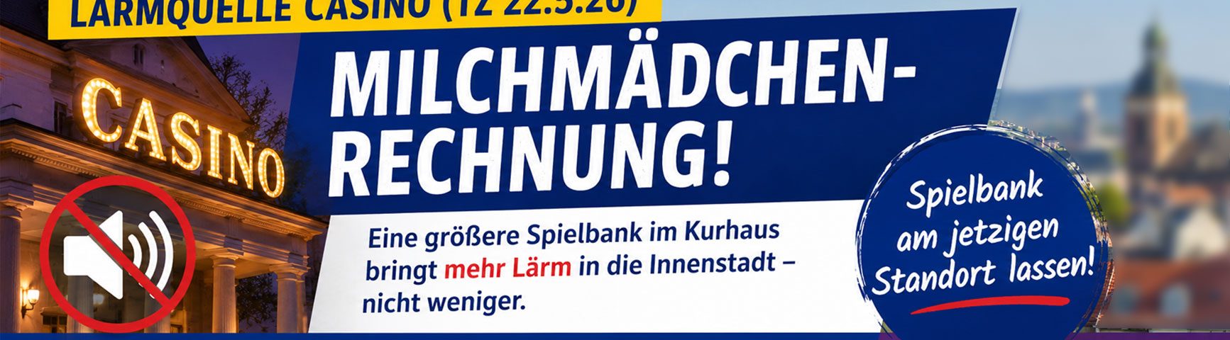 BLB Pressebanner zum Thema Lärmquelle Casino (TZ 22.5.26)